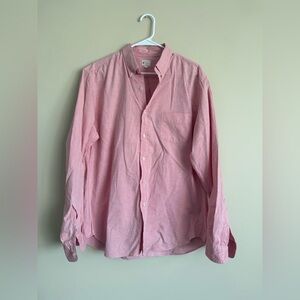 J.Crew Tailored Sunwashed Oxford Button-Up Shirt Light Red Large 100% Cotton